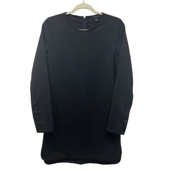 COS Black Long-Sleeve Button Cuff Shift Dress US 6 Polyester/Wool Blend - Picture 1 of 13
